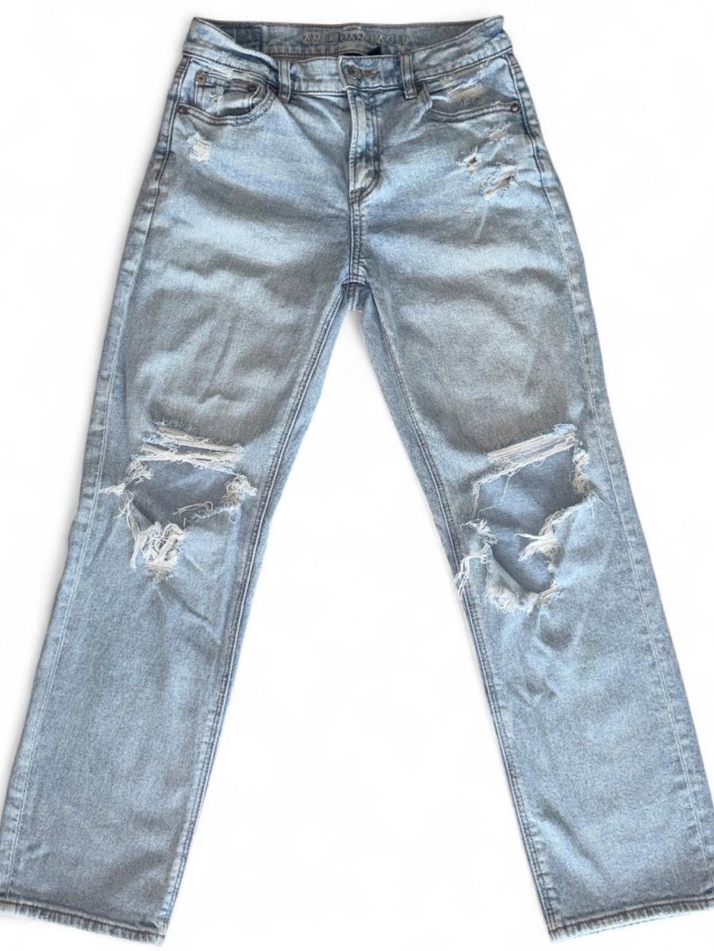 Women’s American Eagle Outfitters Light Wash Distressed Straight Leg Jeans